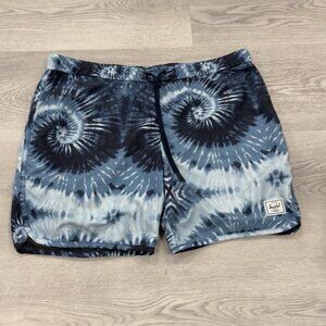 Herschel Supply Tie Dye Swimming Board Shorts Blue Black Men’s Size L